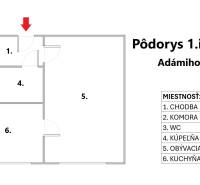 Pôdorys bytu - Adámiho, Bratislava.jpg