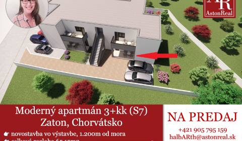 IBA U NÁS! Moderný appt. 3+kk (S7), 65,15m2, prízemie,Zaton,Chorvátsko