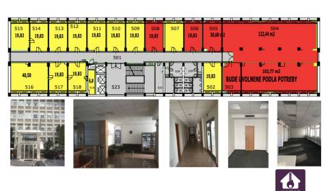 Moderné kancelárie už od 19m2 až po celé poschodie (600m2)