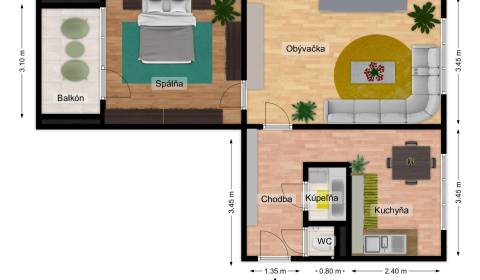 (56 m2) PRÍJEMNÝ 2i V CENTRE MESTA