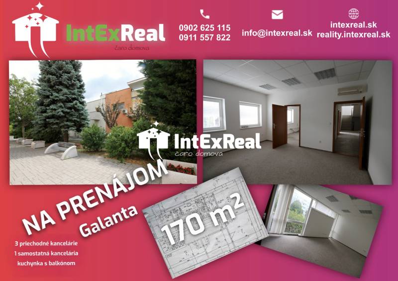 Atraktívne administratívne priestory, prenájom, Galanta centrum, viac na: http://reality.intexreal.sk/